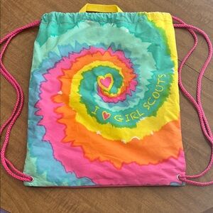 Colorful Tie-Dye Drawstring Girl Scout Backpack